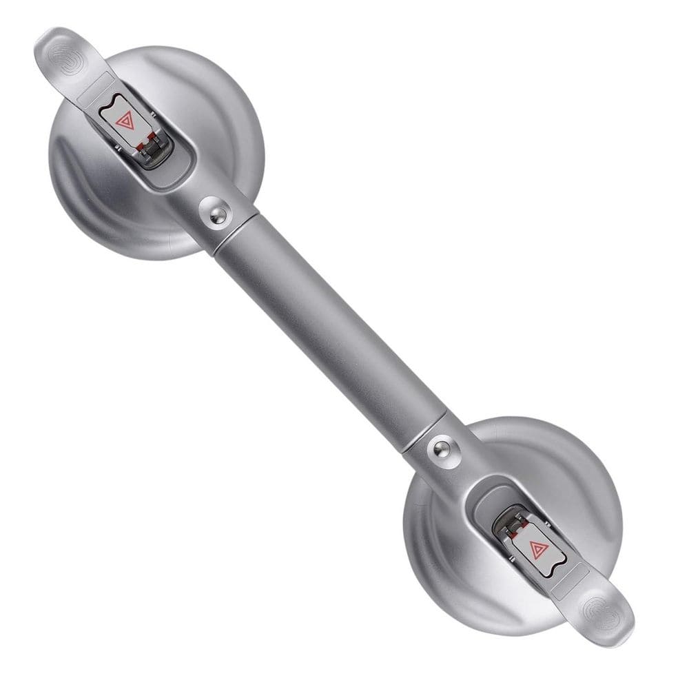 Heavy Duty Suction Shower Grab Bar 14.5 in. Bathroom Safety Handle Gray Sil