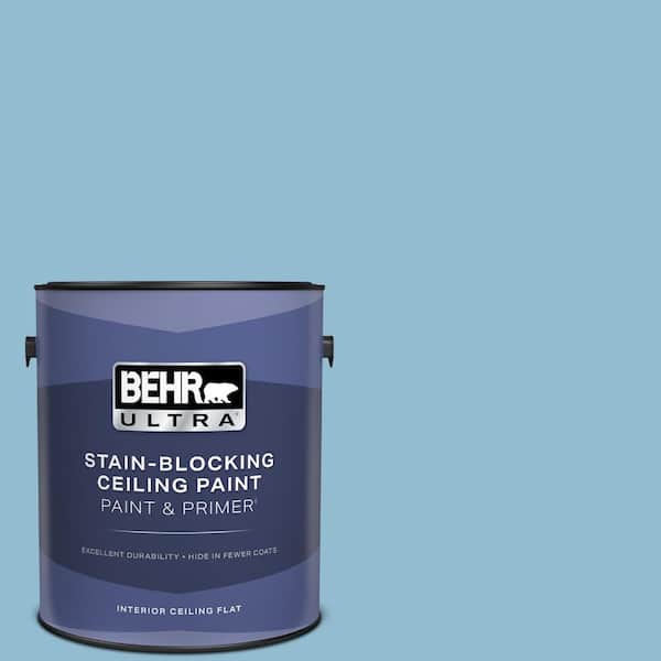 1 gal. #S490-3 Reef Blue Ceiling Flat Interior Paint and Primer