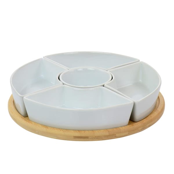 GIBSON elite 11 in. L x 11 in. W x 4 in. H 5-Compartment Gracious Dining Tidbit Serving Dish (Set of 6)