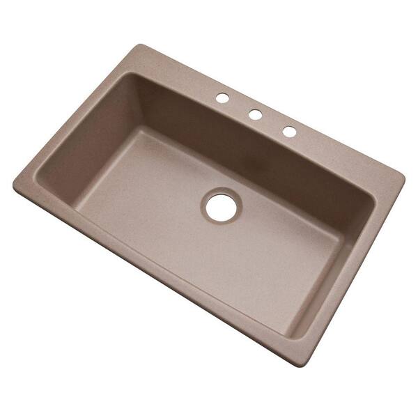 Mont Blanc Rockland Dual Mount Composite Granite 33 in. 3-Hole Single Bowl Kitchen Sink in Desert Sand