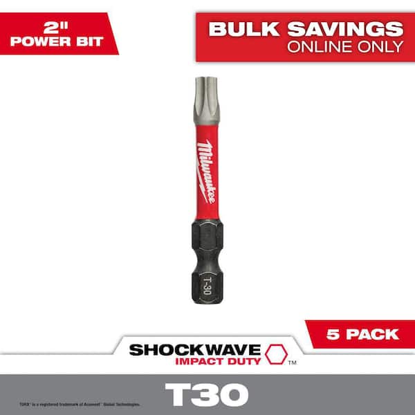 Milwaukee SHOCKWAVE Impact Duty 2 in. T30 Torx Alloy Steel Screw Driver Bit (5-Pack)