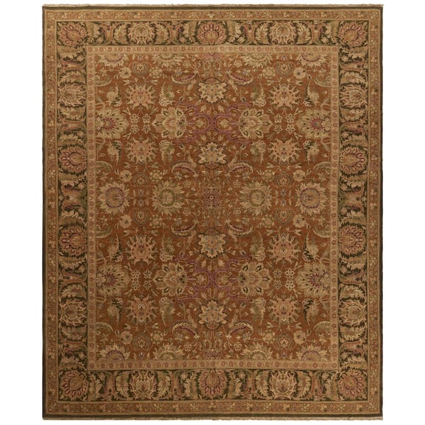 Old World 8 ft. x 10 ft. Gold/Green Ornate Area Rug