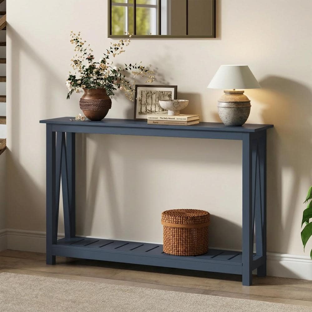 40 in. W Blue Farmhouse Wood Console Table for Entryway price history on PriceWatchPro