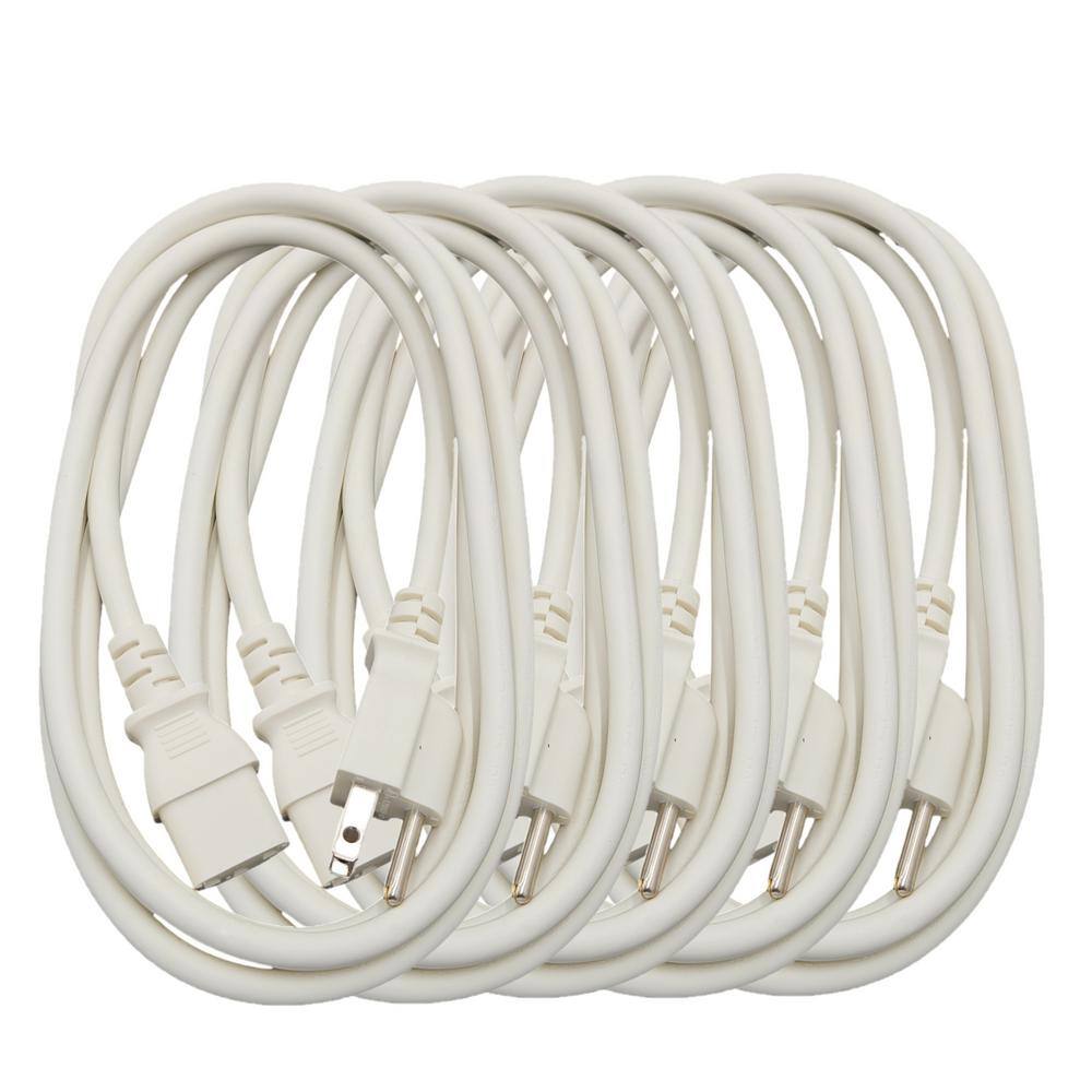6 ft. Universal AC Power Cord UL Approved NEMA 5-15P to C13 18 AWG / 3-Conductors Indoor White (5-Pack) price history on PriceWatchPro