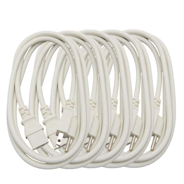 Micro Connectors, Inc 6 ft. Universal AC Power Cord UL Approved NEMA 5-15P to C13 18 AWG / 3-Conductors Indoor White (5-Pack)