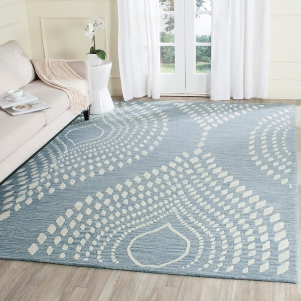 Bella Blue/Ivory 8 ft. x 10 ft. Floral Area Rug