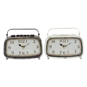 Multi Color Metal Country Cottage Analog Tabletop Clock (Set of 2)