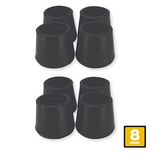 1 in. Black Rubber Leg Caps for Table, Chair and Furniture Leg Floor Protection (8-Pack)