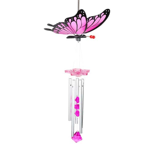 Exhart WindyWing Butterfly Pink Ombre Plastic Wind Chimes