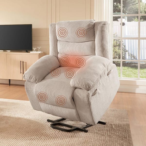 Bestier 40 in. W Off-White Power Lift Recliner Chair
