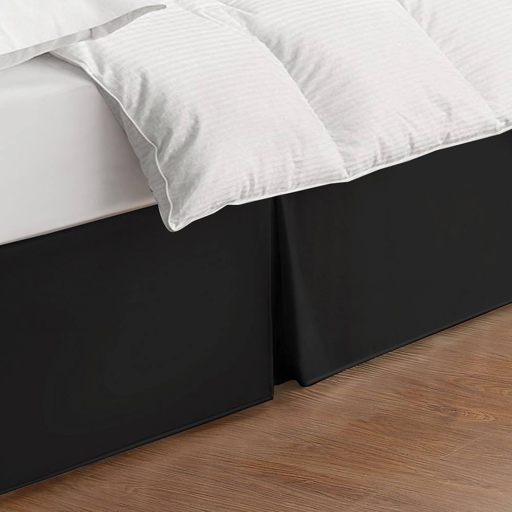 Black Polyester California King Bed Skirt with 14" Drop