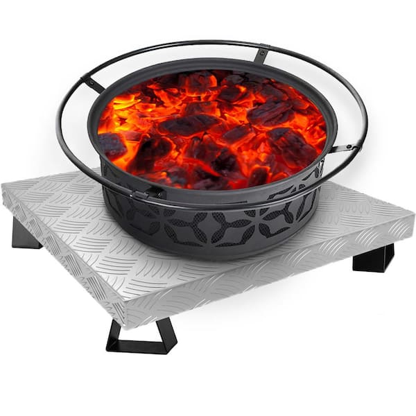 VEVOR Fire Pit Heat Shield 26 x 26 in. High Temp Carbon Steel Fire Pit Heat Deflector for Grass Lawn Guard Fire Pit Pad,Square
