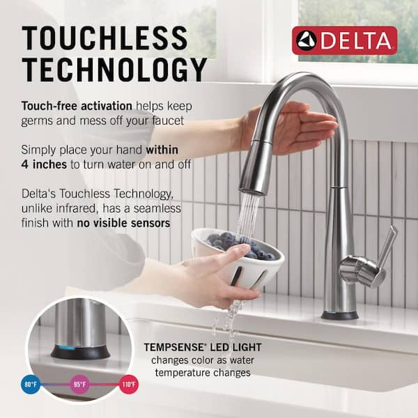 Essa Touch/Touchless Arctic Stainless 16 in. H Pull Down Sprayer Kitchen Faucet with 360 Degree Spout Swivel