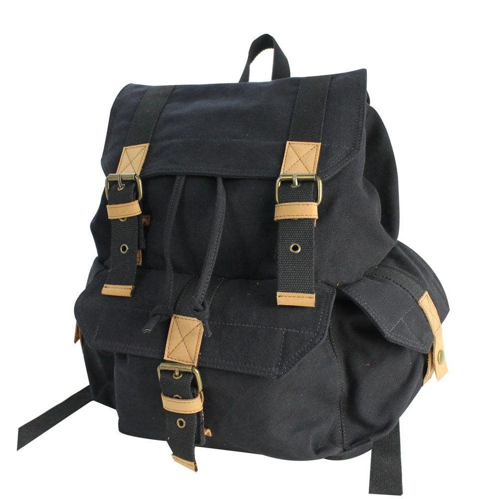 15 in. H Black Sport Canvas Backpack Rucksack