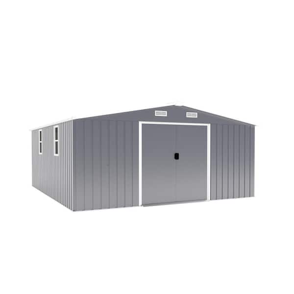 Noble House Navor 10 ft. W x 10 ft. D Gray Metal Outdoor Storage