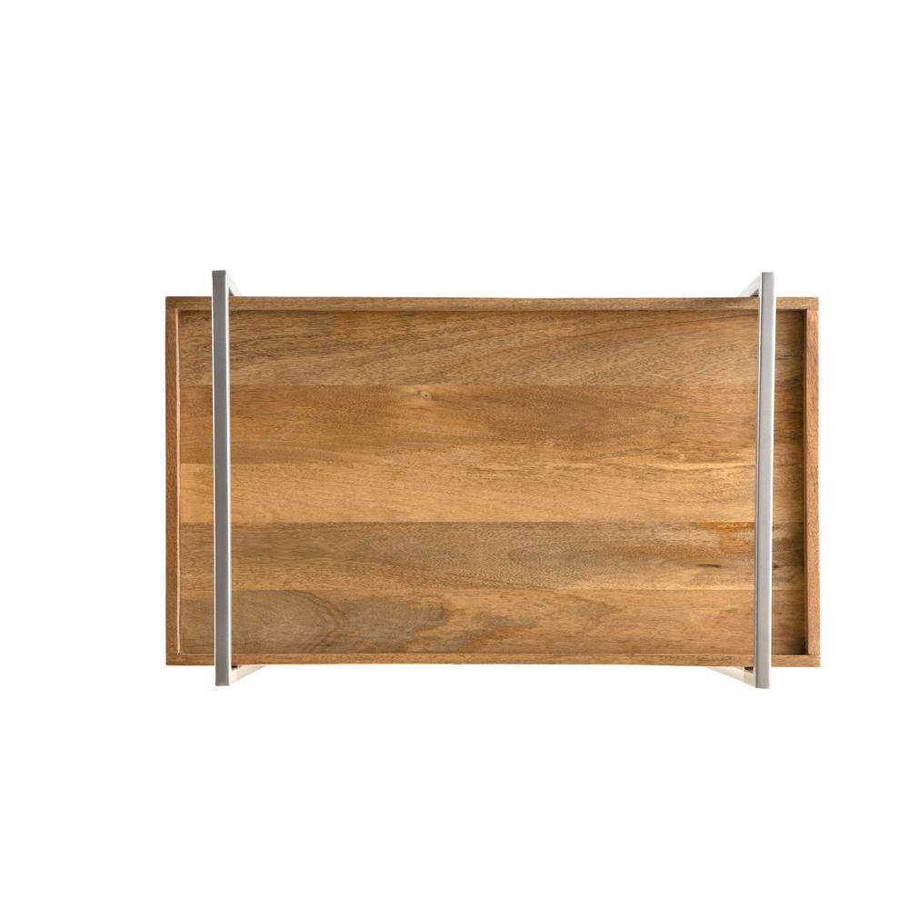 Warm Mango and Metal 2-Shelf Rolling Bar Cart