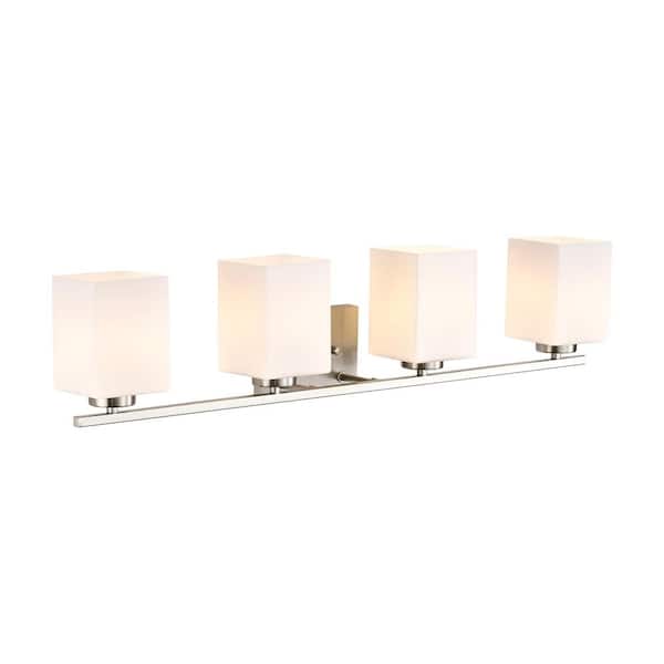 Edvivi 4-Light 32 in. Brushed Nickel Indoor Bathroom Vanity Lights