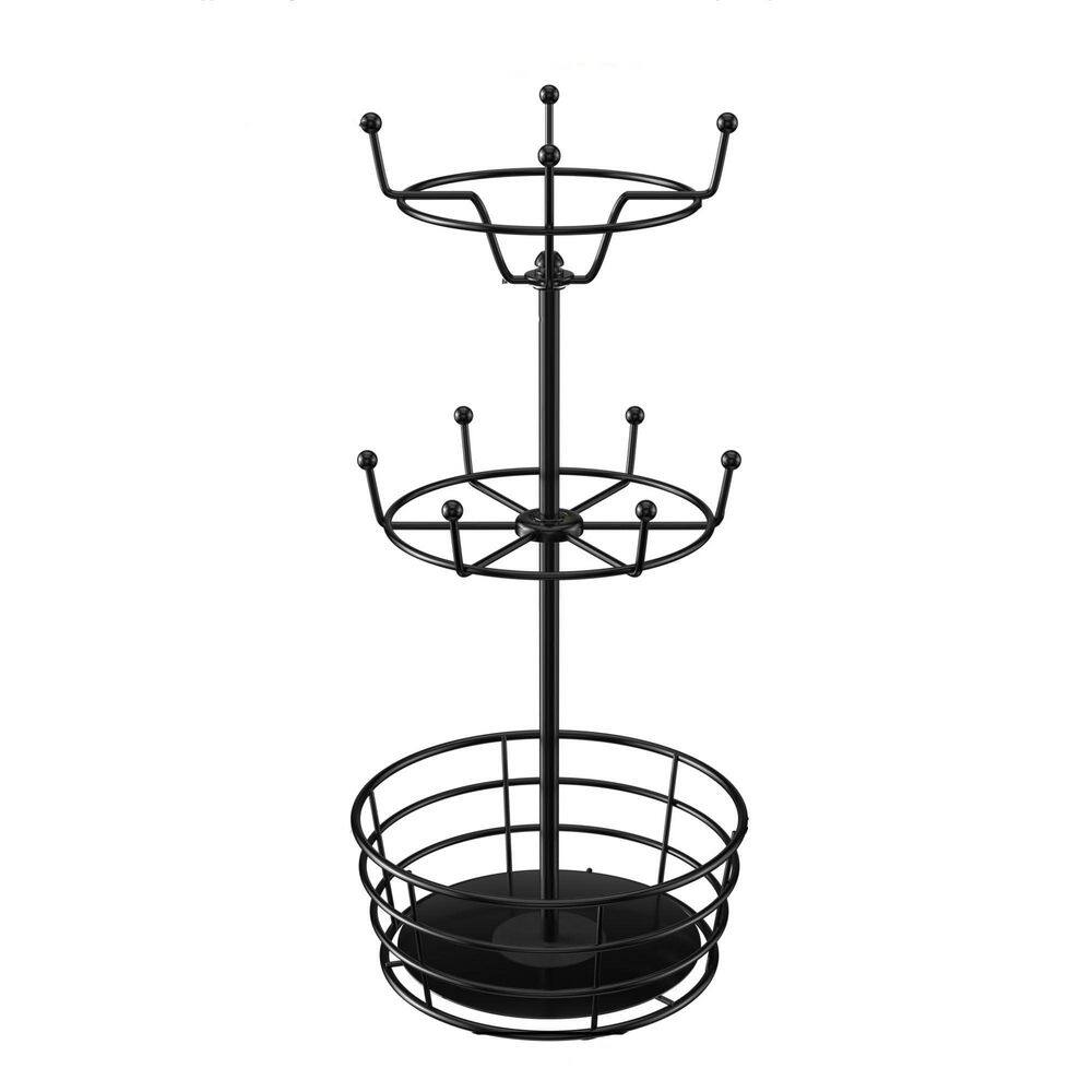360° Rotating Metal Coffee Mug Rack with 10 Hooks, 3 Tier Cup Rack Bar Station Organizer, Mug Tree for Countertop price history on PriceWatchPro