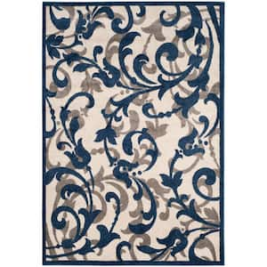 Amherst Ivory/Navy 6 ft. x 9 ft. Border Area Rug