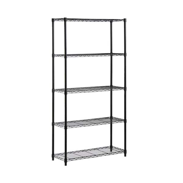 Honey-Can-Do Black 5-Tier Metal Wire Shelving Unit (14 in. D x 36 in. W x 72 in. H)