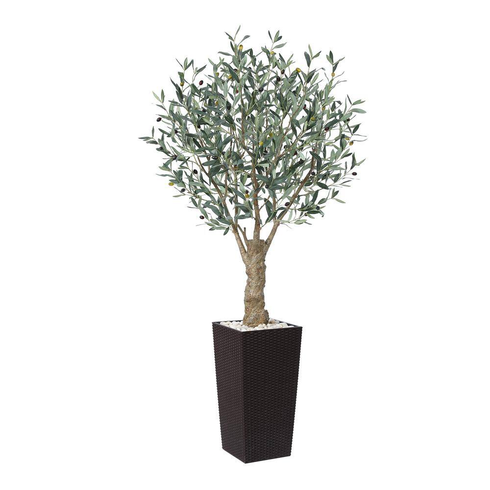 6 ft.Artificial Olive Tree UV Resistant with Brown Tall Planter, Faux Olive Tree for Outdoor Decor price history on PriceWatchPro