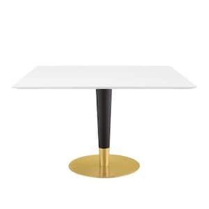 Zinque 47 in. Square Gold White Dining Table