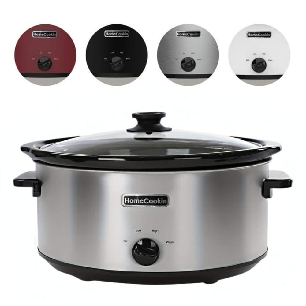 7 Quart Silver-grey Oval Manual Slow Cooker with Removable Crock Pot for Family Dinner, Dishwasher Safe price history on PriceWatchPro