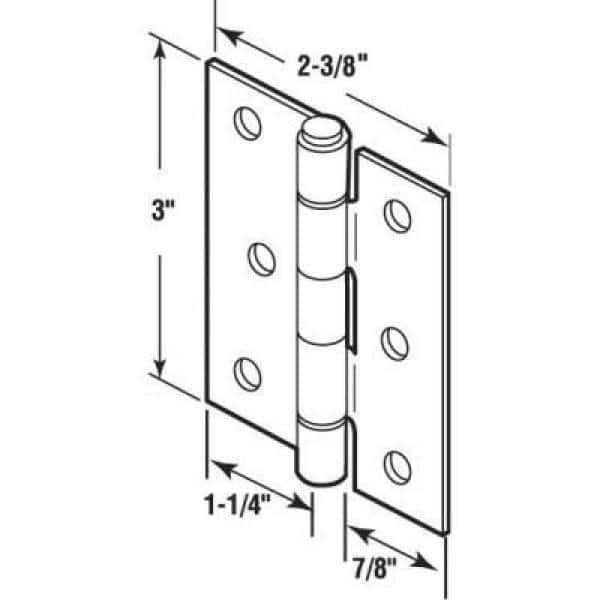 Matte Black Steel Screen/Storm Door Replacement Hinges, 3 Inches, Set of 2