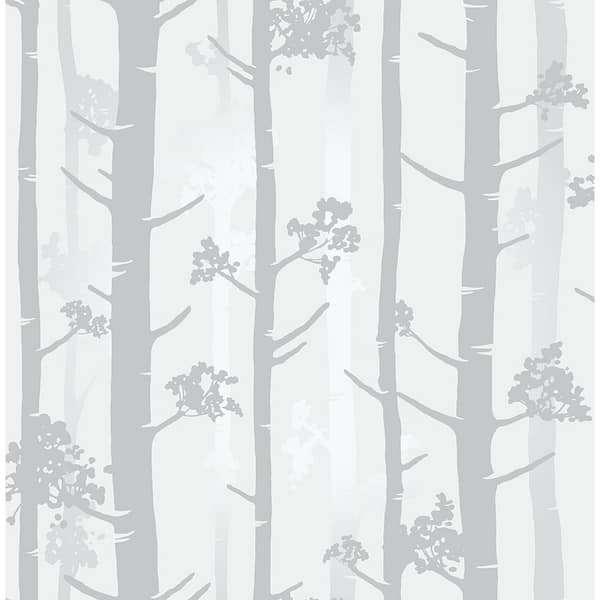Brewster Sydow Grey Birch Tree Strippable Roll (Covers 56.4 sq. ft.)