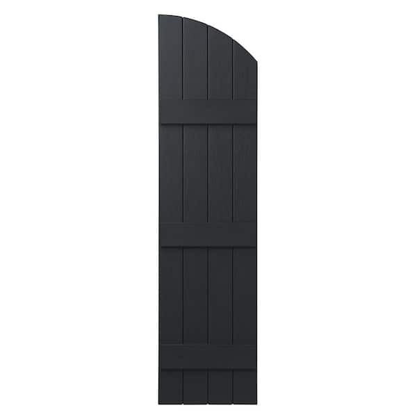 Ply Gem 15 in. x 57 in. Polypropylene Plastic Arch Top Closed Board and Batten Shutters Pair in Blackwatch Green