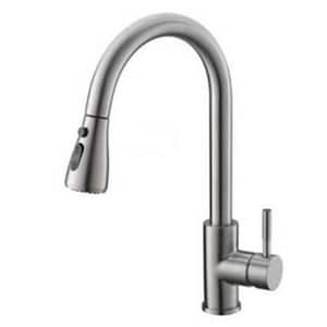 Single Hole Single Handle Pull Down Sprayer Kitchen Faucet in Brushed Nickel
