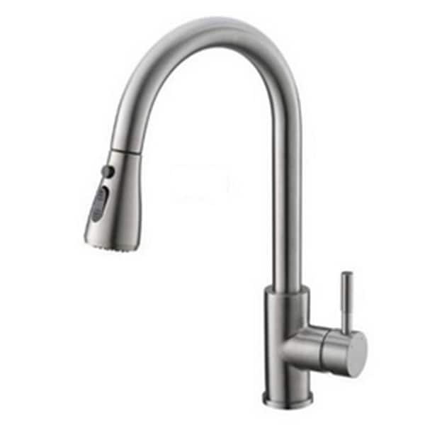 matrix decor Single Hole Single Handle Pull Down Sprayer Kitchen Faucet in Brushed Nickel