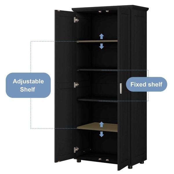 29 in. W x 15 in. D x 71 in. H Black Bathroom Linen Cabinet