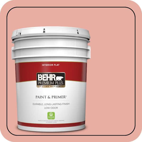 BEHR PREMIUM PLUS 5 gal. #180C-3 Rose Linen Flat Low Odor Interior Paint & Primer