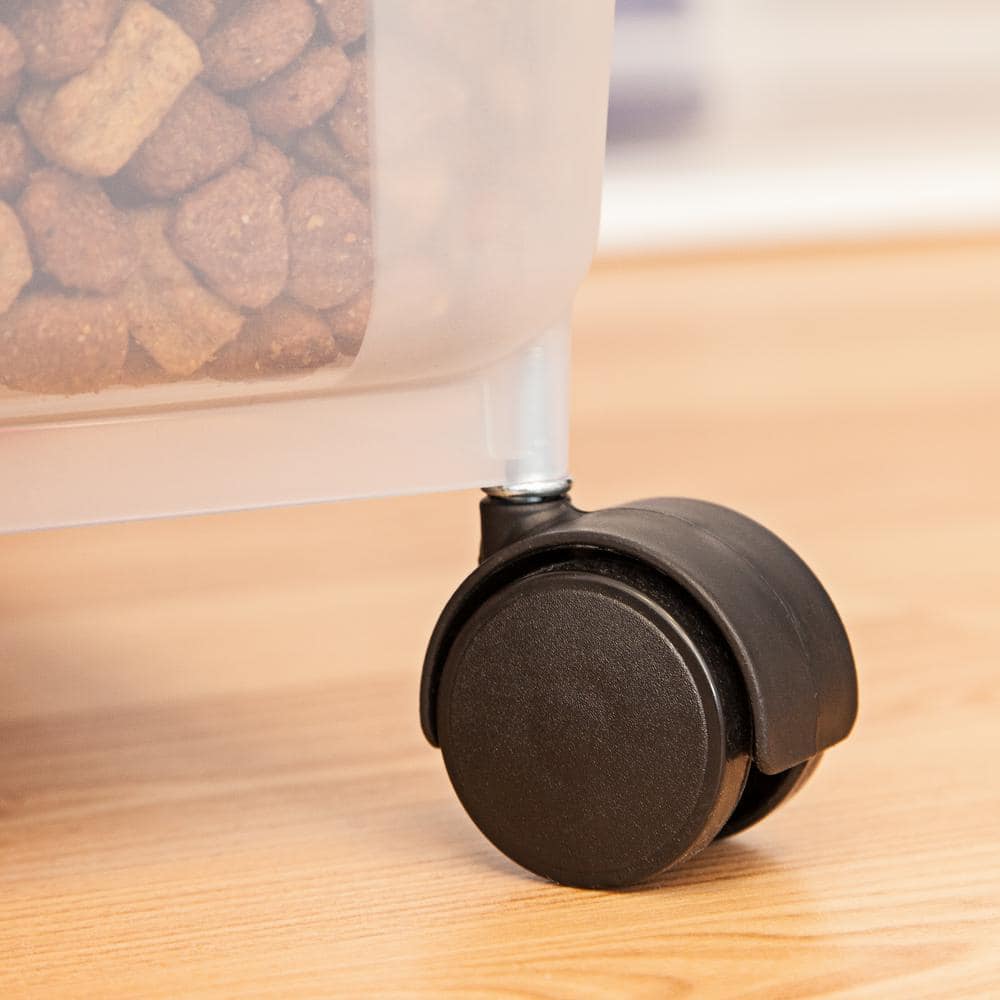 Almond 28 Qt Airtight Plastic Pet Food Container with Wheels