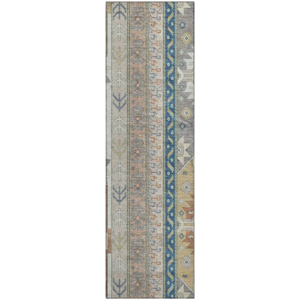 Mayfield Premium Machine Washable Abstract AMF1015 Ivory 2 ft. 3 in. x 7 ft. 6 in. Runner Rug