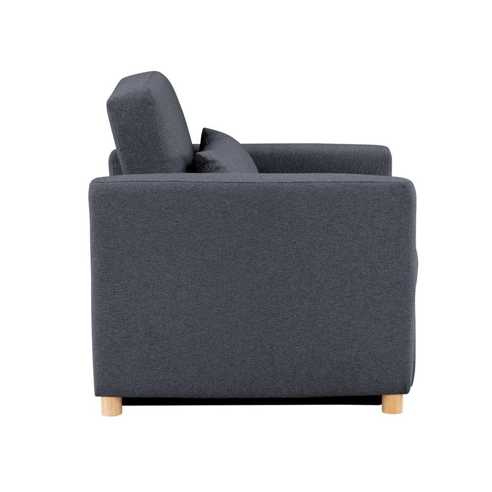 Navy Blue Convertible Sleeper Accent Chair with Wood Legs