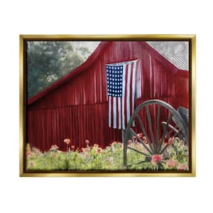 Country Farm Meadow Americana Design by Kim Allen Floater Framed Architecture Art Print 31 in. x 25 in.