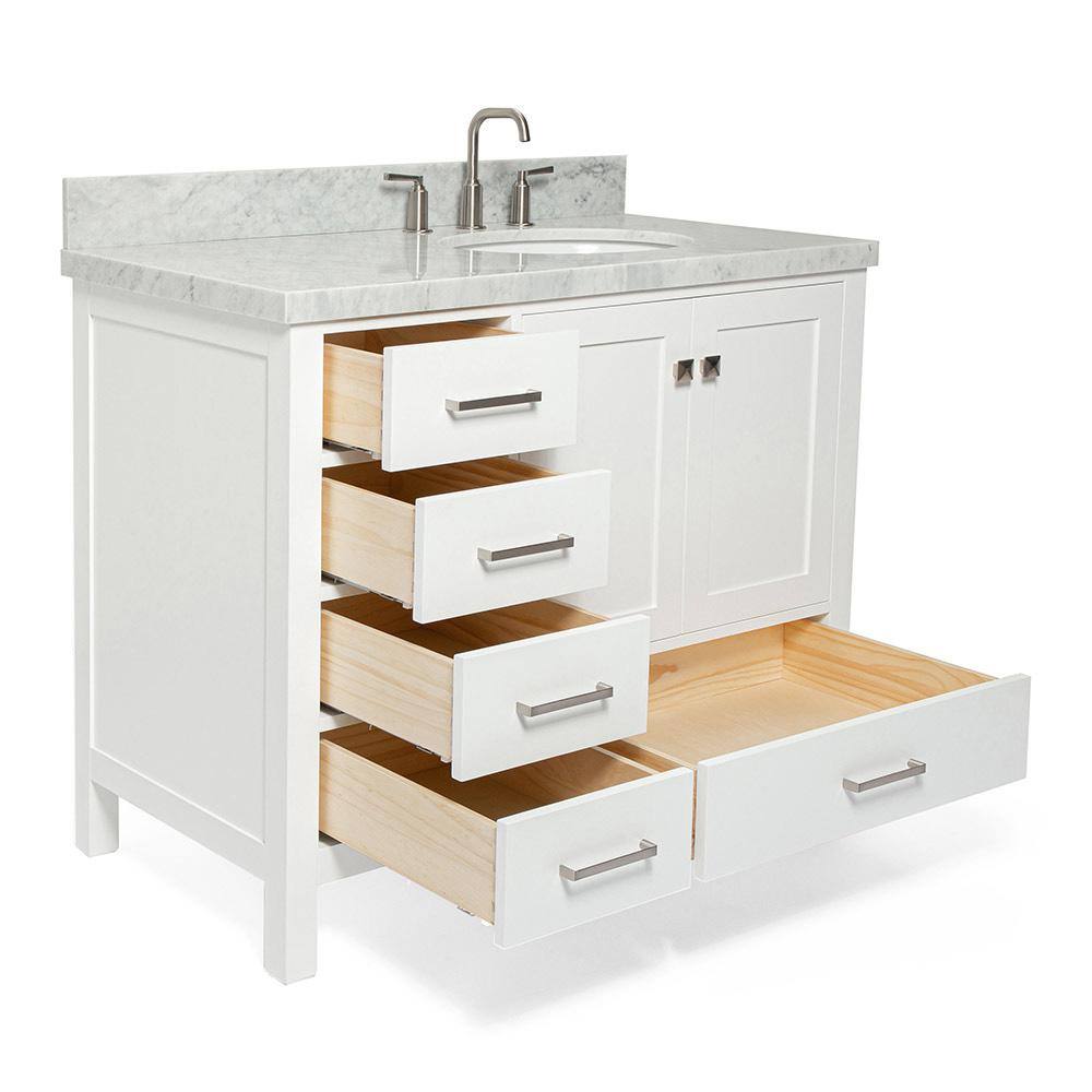 Cambridge 43" White Marble Top Single Basin Vanity