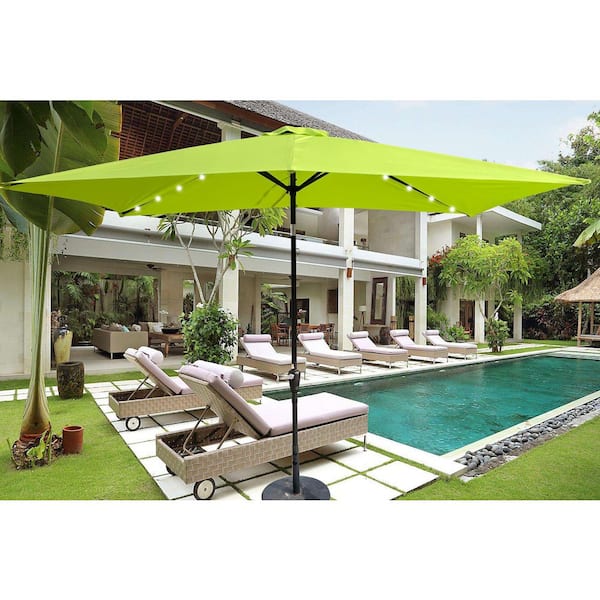 Unbranded 10 ft. x 6.5. ft. Outdoor Patio Umbrella, 1.49 in. Pole, with Crank and Push Button Tilt, for Backyard, Pool, Lime Green
