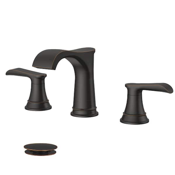 Widespread 2-Handle Waterfall Bathroom Sink Faucet with Pop-Up Drain and Adjustable Handle Spacing in Oil Rubbed Bronze