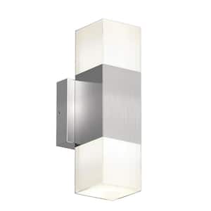 Lenox Chrome Modern 3 CCT Integrated LED Outdoor Hardwired Garage and Porch Light Lantern Sconce