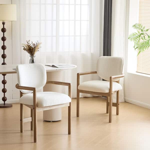 CHRISTOPHER KNIGHT HOME Edge Modern Upholstered Dining Chairs, Rubberwood, White + Natural, Set of 2