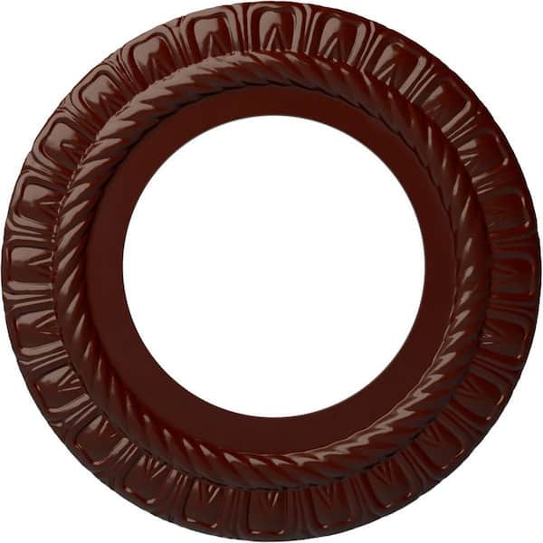 Ekena Millwork 1/2" x 10-5/8" x 10-5/8" Polyurethane Claremont Ceiling Medallion, Brushed Mahogany