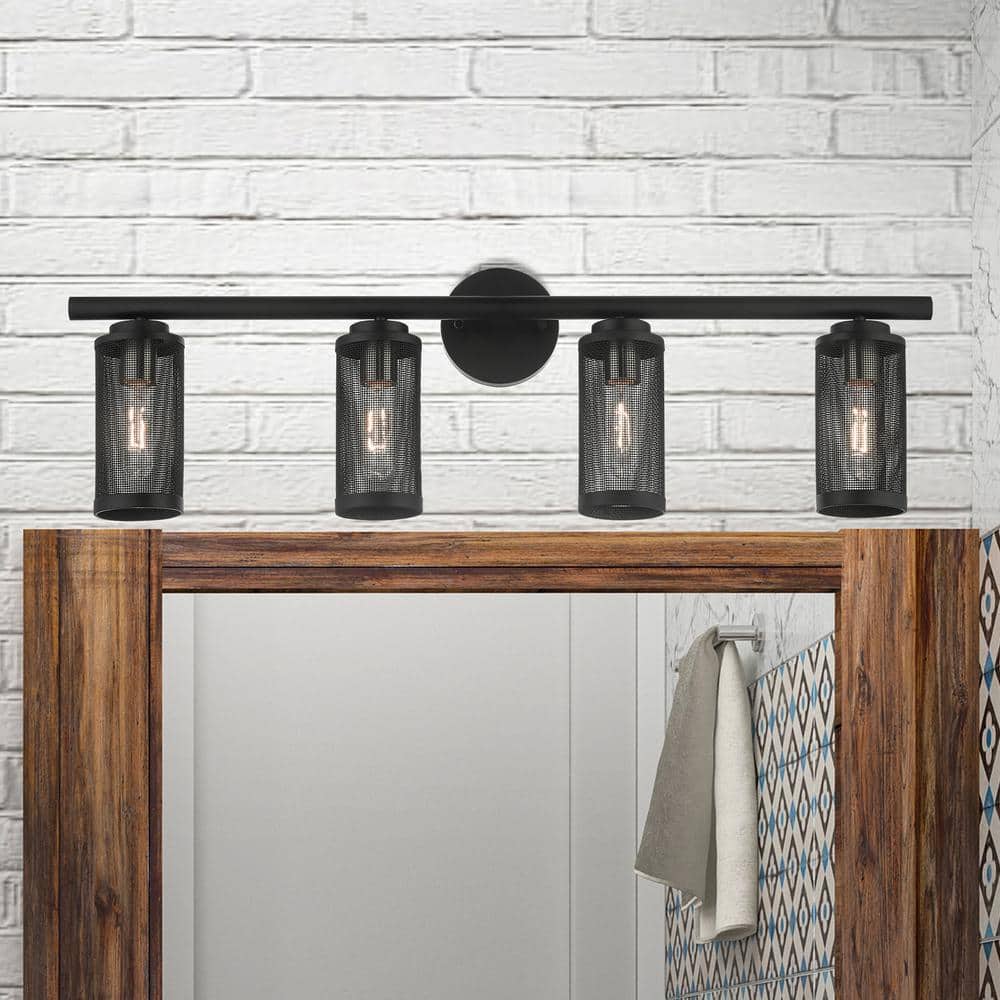 Industro Sleek 4-Light Black and Brushed Nickel Outdoor Vanity Sconce