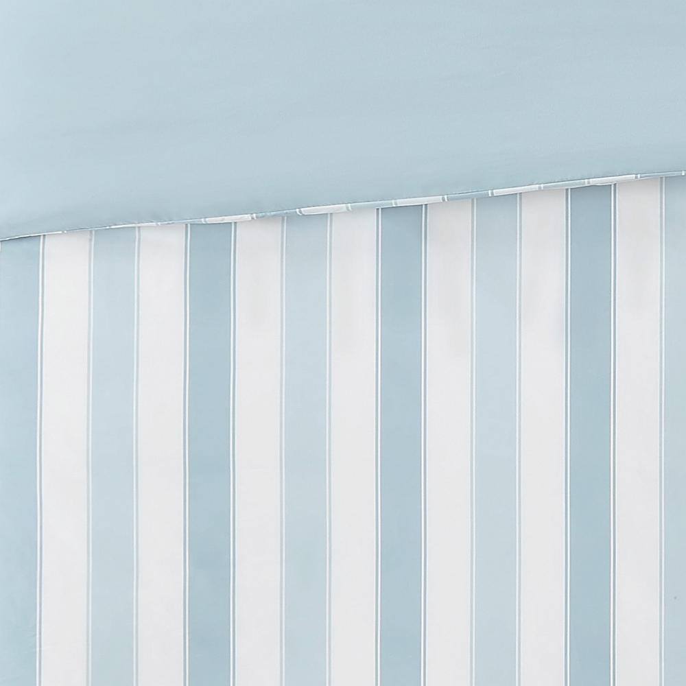 Twin Blue and White Striped Microfiber Comforter Set