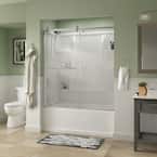 Simplicity 60 x 58-3/4 in. Frameless Contemporary Sliding Bathtub Door in Chrome with Clear Glass