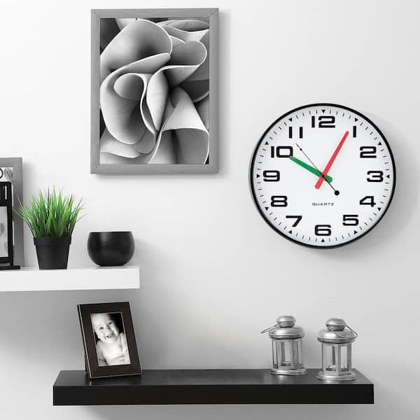 Victory Lighting LLC Tempus 13 in. Black Silent Sweep Slim Wall Clock  TC2388FE - The Home Depot