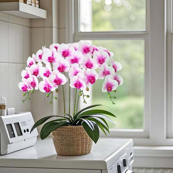 38 in. Pink Indoor Artificial Orchid Flower Z07D13LB4L - The Home