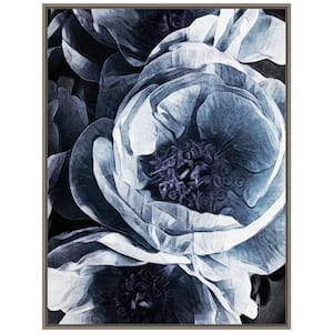 "Peony Blue Petals III" by Ashley Aldridge 1-Piece Floater Frame Canvas Transfer Nature Art Print 30 in. x 23 in.